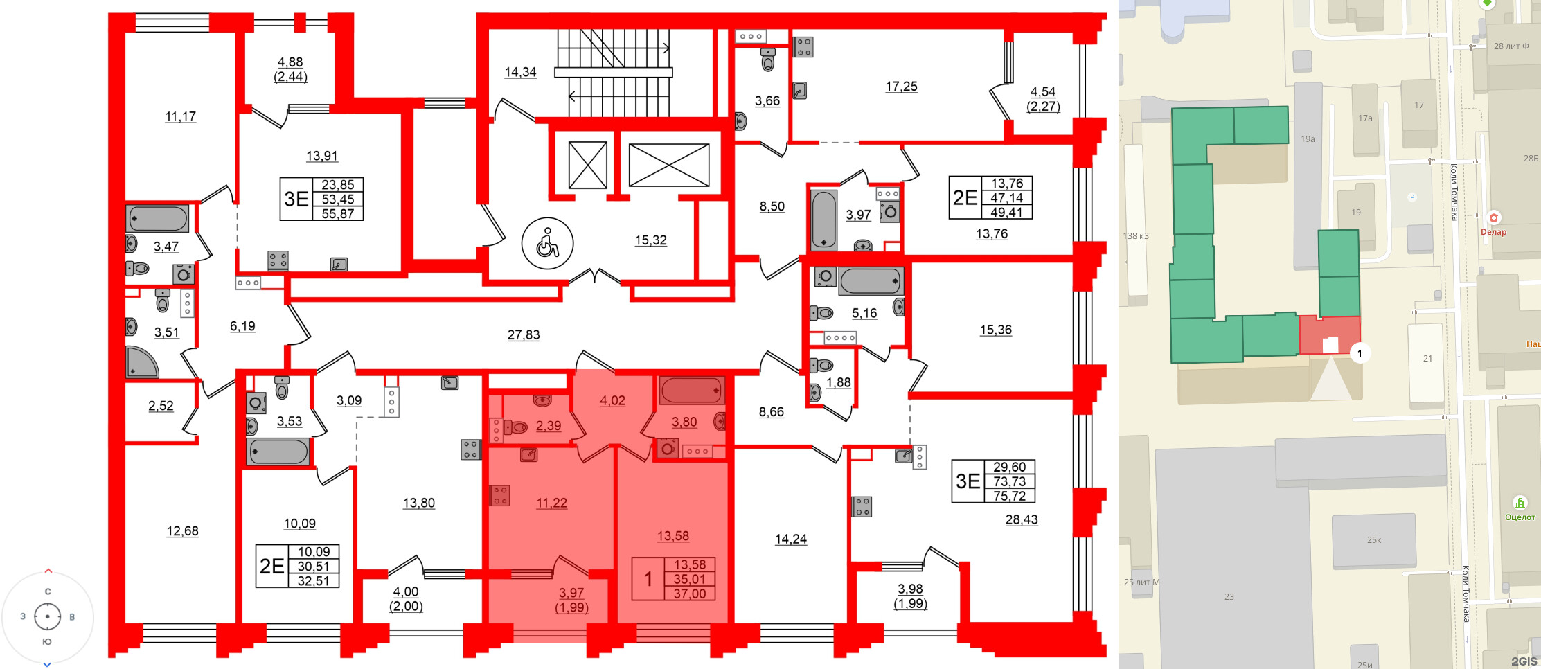 Квартира в ЖК Знатный, 1 комнатная, 37 м², 12 этаж