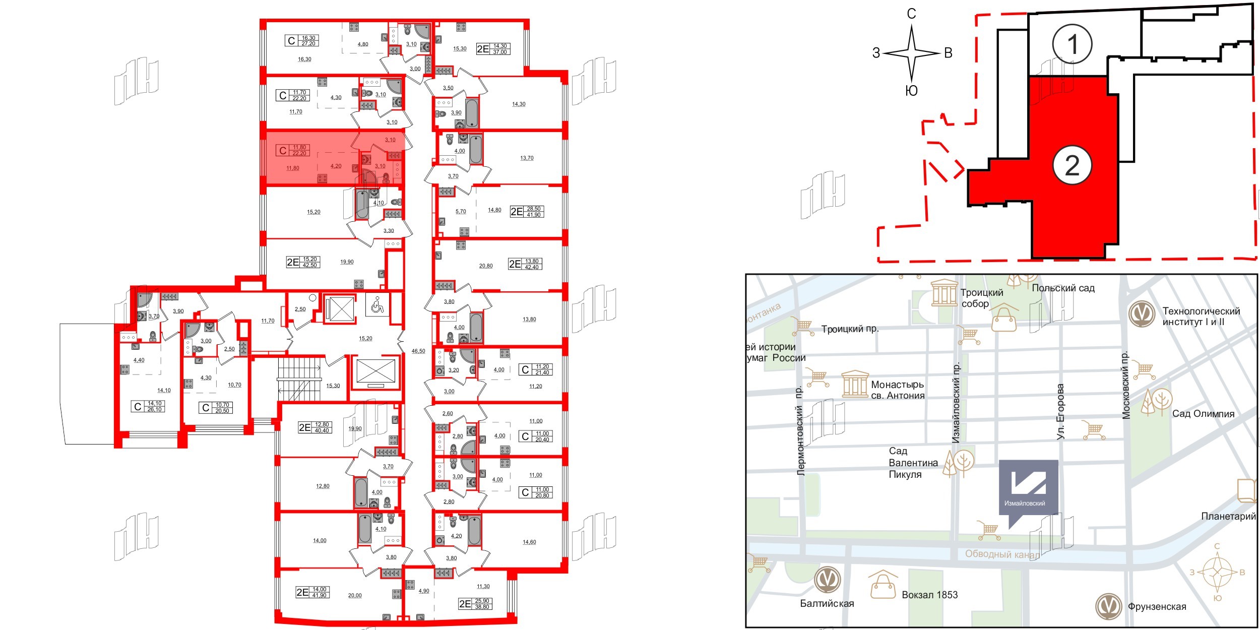 Квартира в ЖК Измайловский, студия, 22.2 м², 4 этаж