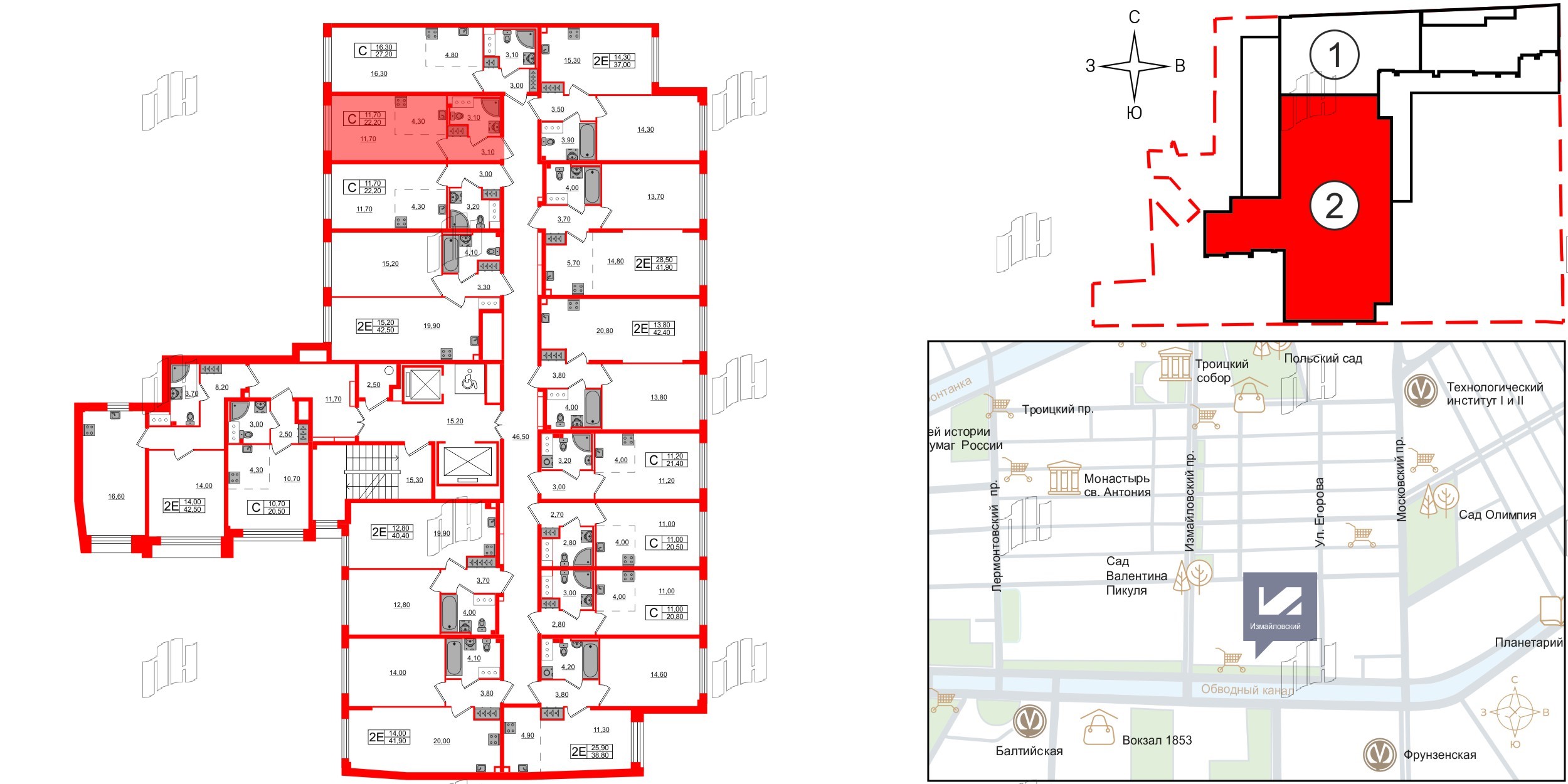 Квартира в ЖК Измайловский, студия, 22.2 м², 5 этаж
