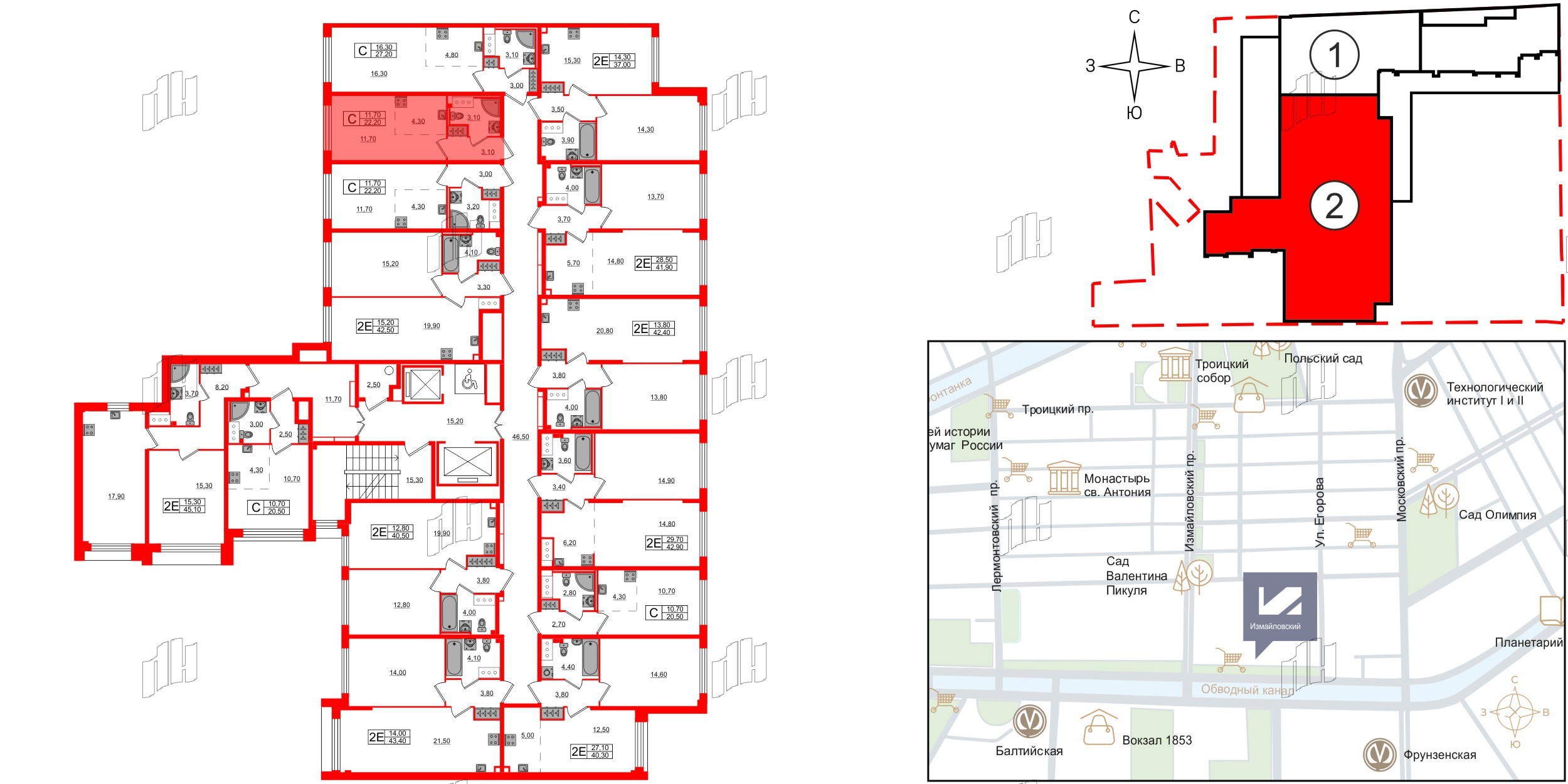 Квартира в ЖК Измайловский, студия, 22.2 м², 9 этаж