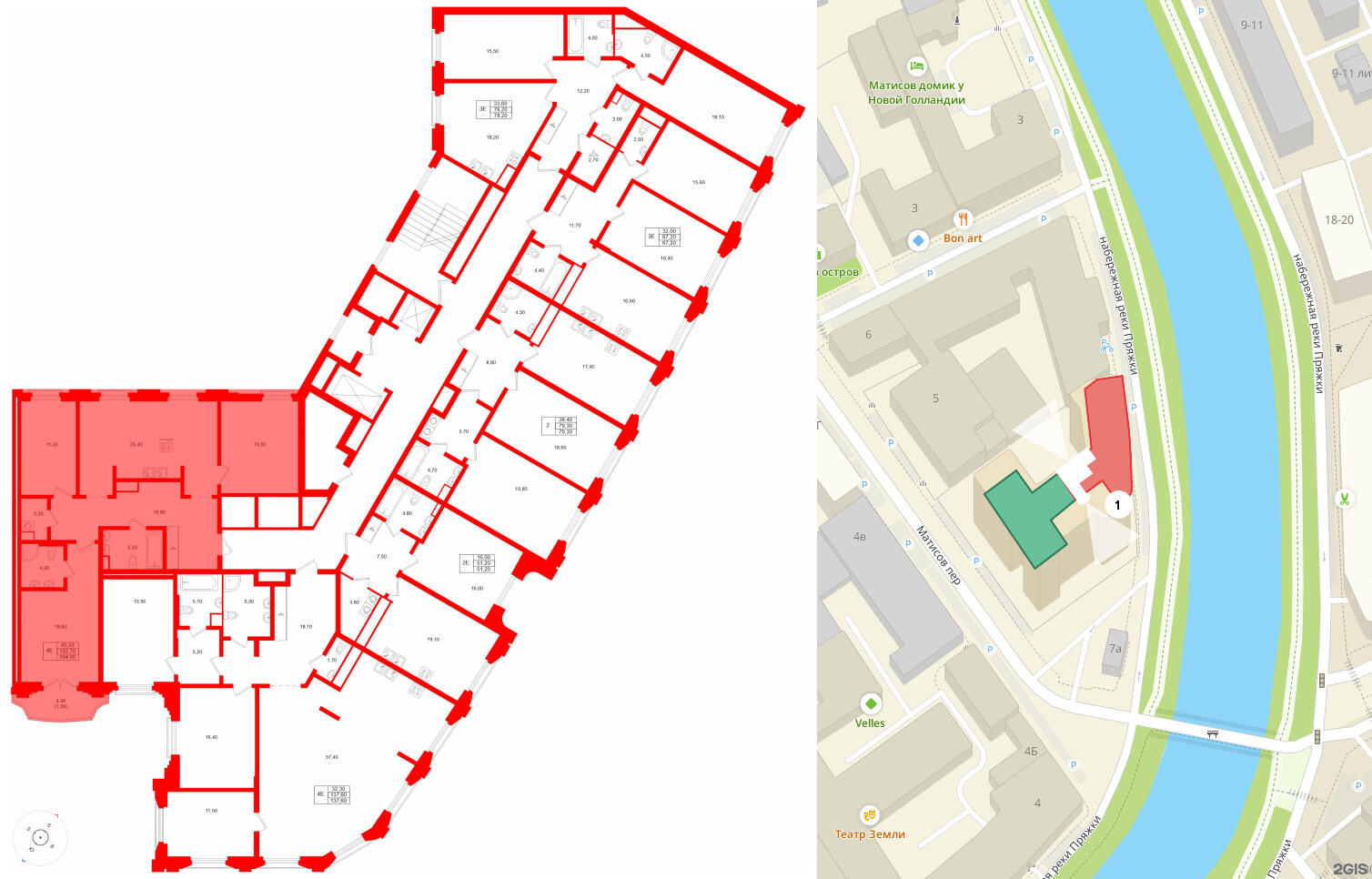 Квартира в ЖК MARIINKA DELUXE, 3 комнатная, 102.7 м², 7 этаж