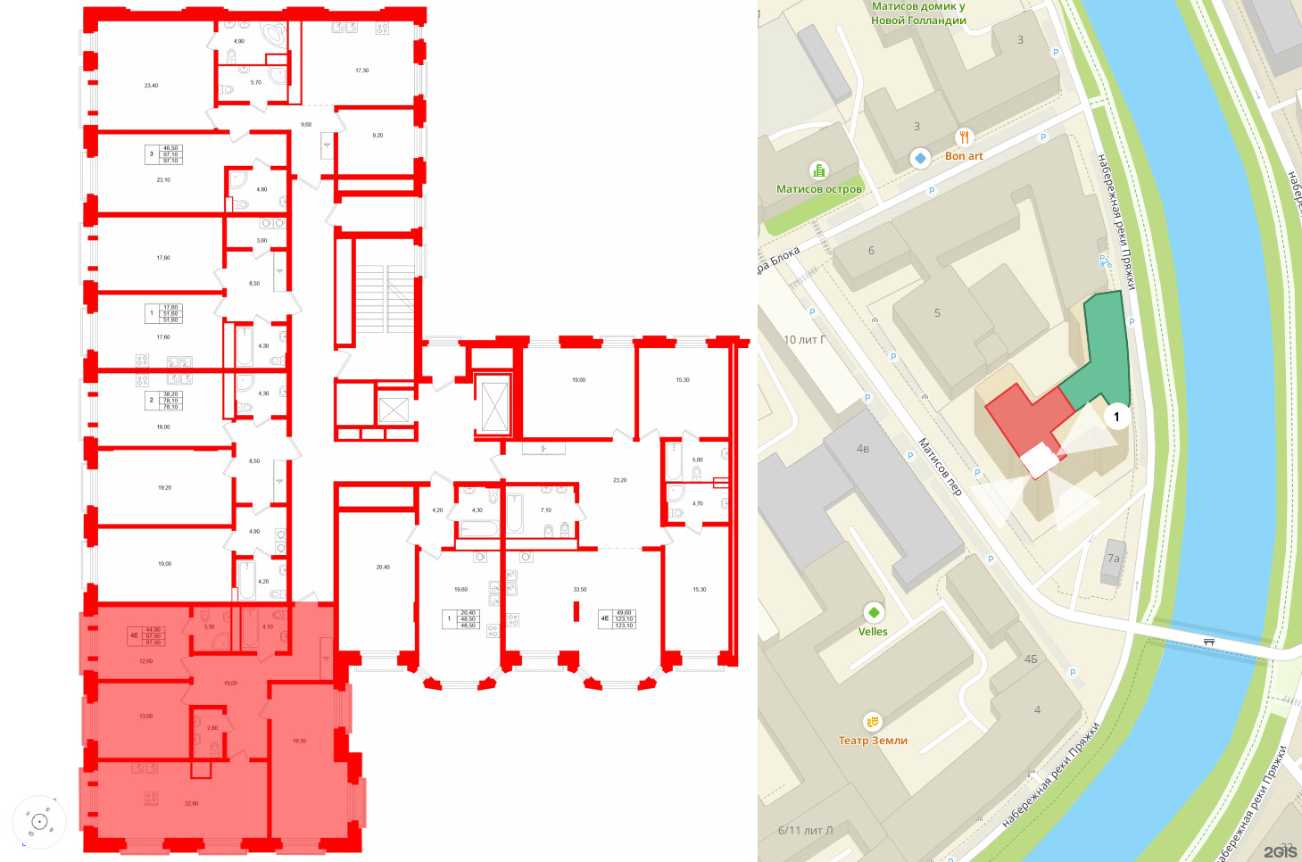Квартира в ЖК MARIINKA DELUXE, 3 комнатная, 97 м², 4 этаж
