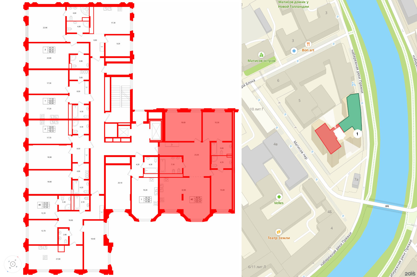 Квартира в ЖК MARIINKA DELUXE, 3 комнатная, 122.1 м², 5 этаж