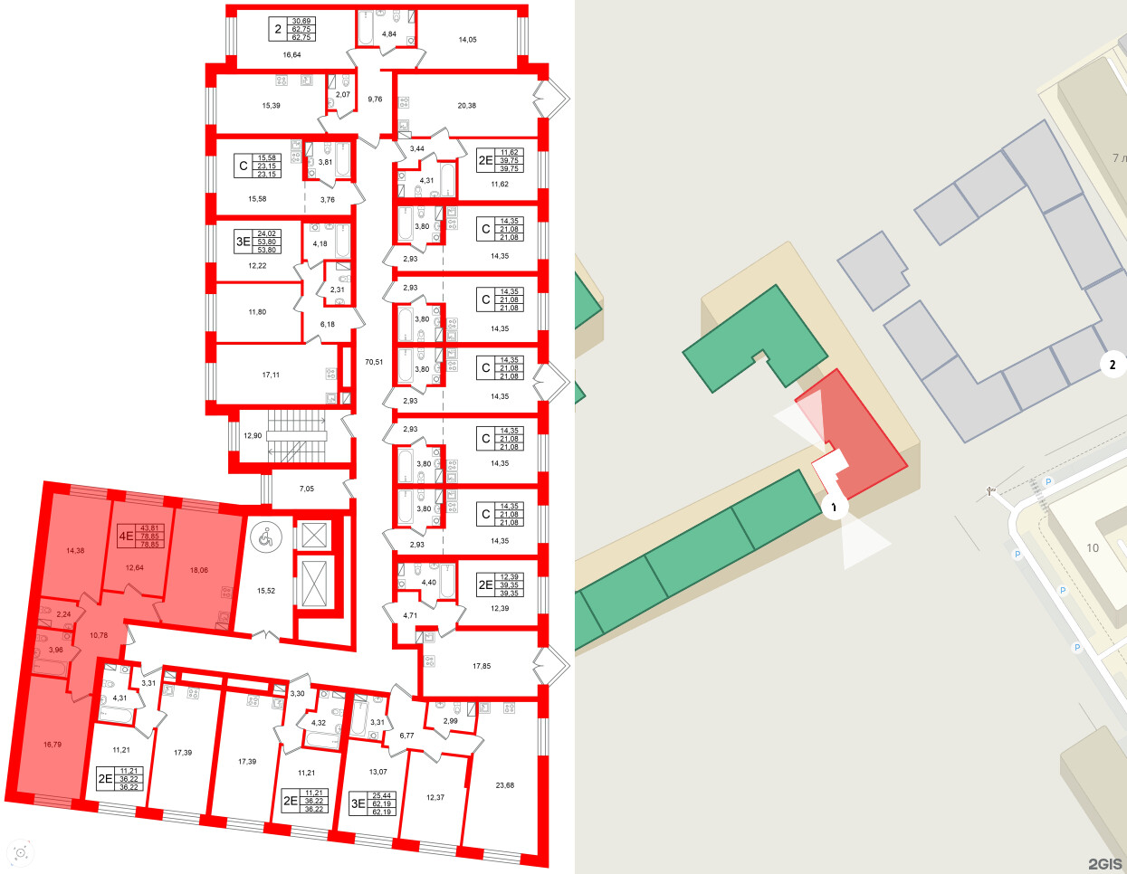 Квартира в ЖК Остров Первых, 3 комнатная, 78.85 м², 8 этаж