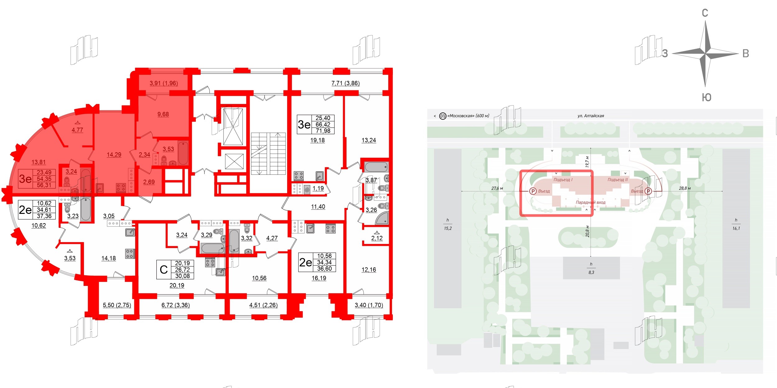 Квартира в ЖК Шепилевский, 2 комнатная, 56.31 м², 13 этаж