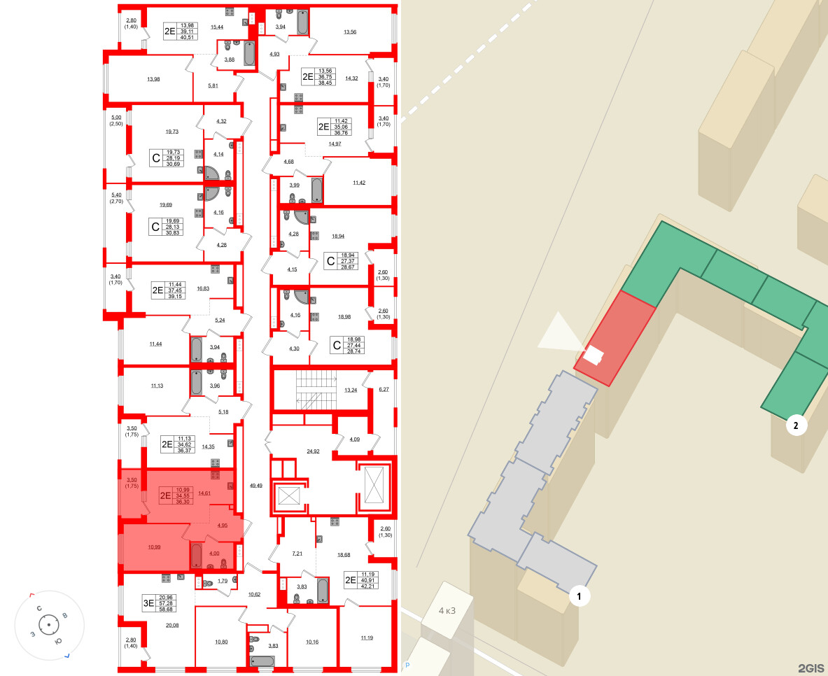 Квартира в ЖК Южная Нева, 1 комнатная, 36.3 м², 15 этаж