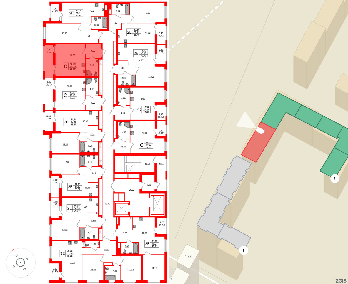 Квартира в ЖК Южная Нева, студия, 30.69 м², 14 этаж