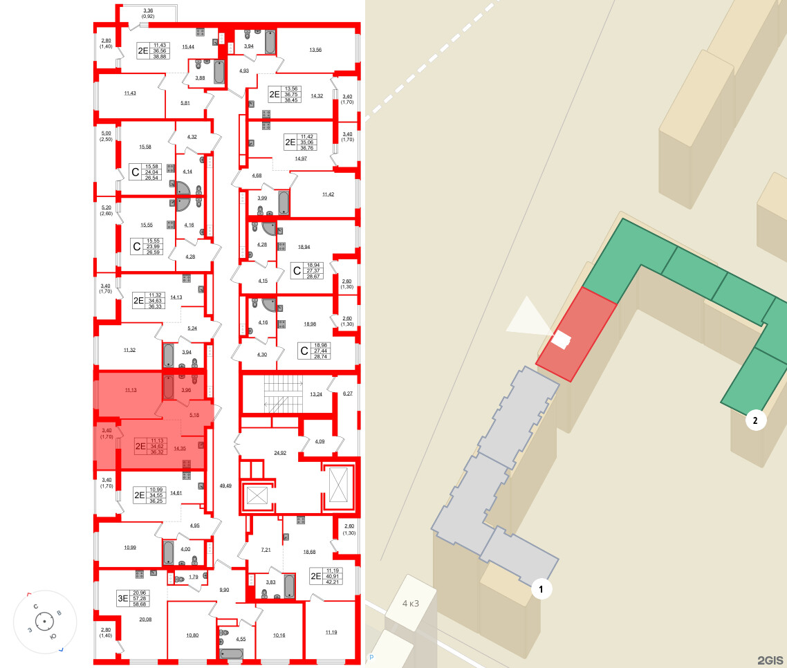 Квартира в ЖК Южная Нева, 1 комнатная, 36.32 м², 18 этаж