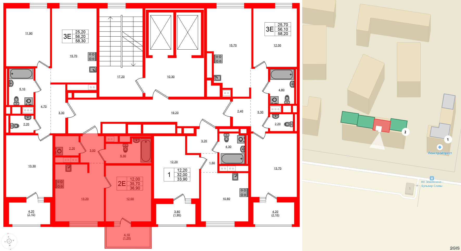 Квартира в ЖК Янила Форест, 1 комнатная, 36.9 м², 7 этаж