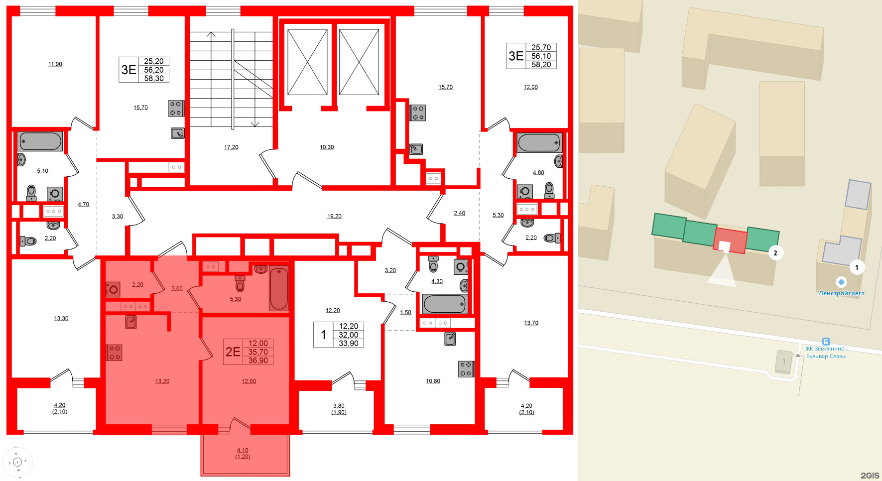 Квартира в ЖК Янила Форест, 1 комнатная, 36.9 м², 8 этаж