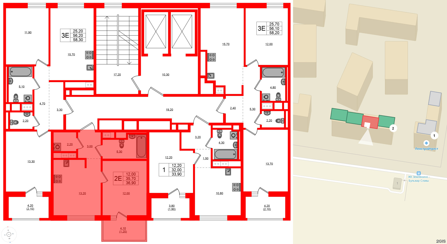 Квартира в ЖК Янила Форест, 1 комнатная, 36.9 м², 11 этаж