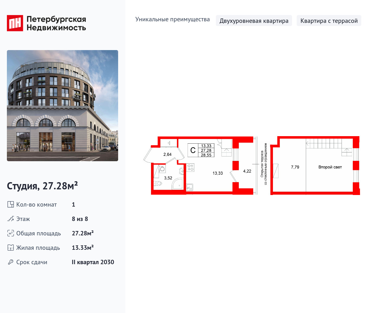 27.28 кв.м, ЖК «Аристократ»